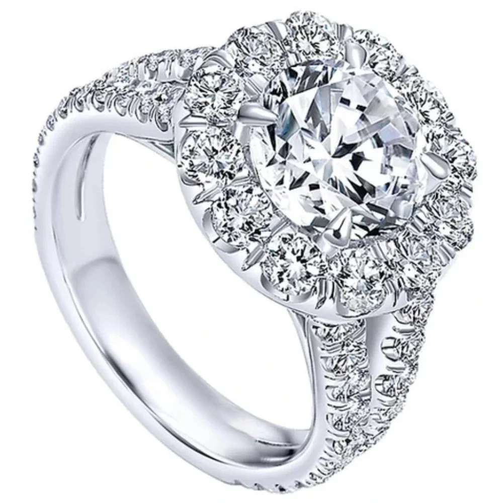 🎀Engagement Double Layer Round CZ Bridal Wedding Ring for Women, UNVN12291